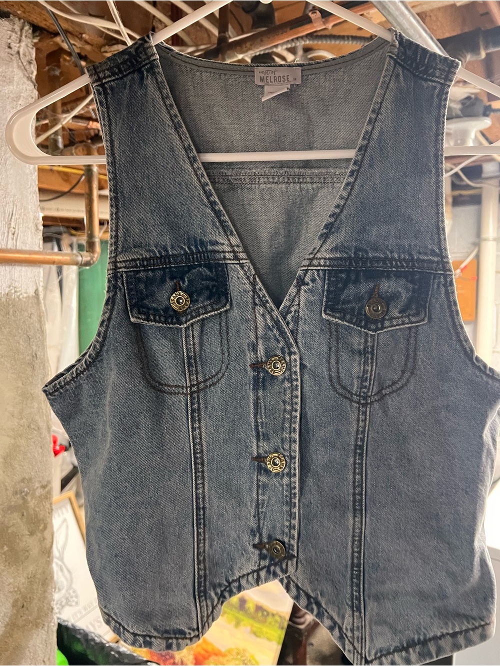 Melrose Sleeveless Denim Vest in Washed Blue